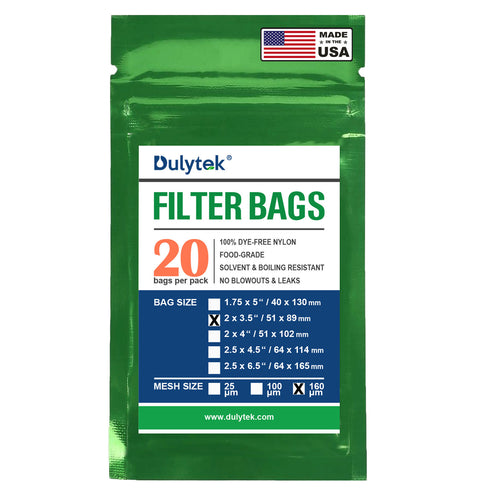 Dulytek® Premium Nylon Filter Bags, 2" x 3.5", 20 pcs, Various Micron Mesh Sizes Available, and Free Packing Card - Zero Blowouts