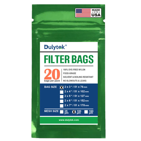 Dulytek® Premium Nylon Filter Bags, 2" x 3", Various Micron Mesh Sizes Available, and Free Packing Card - Zero Blowouts