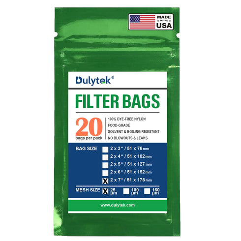 Dulytek® Premium Nylon Filter Bags, 2" x 7", 20 pcs, Various Micron Mesh Sizes Available, and Free Packing Card - Zero Blowouts